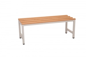 Mod. Oak Wood Bench Seat - Silver Frame